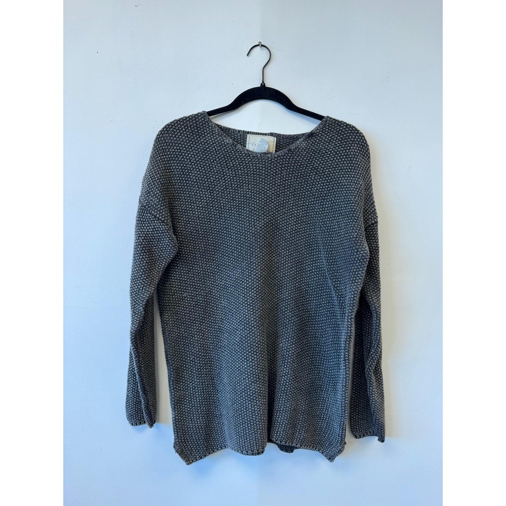 Vintage Express‎ Tricot Sweater Womens Small Gray Ramie Cotton Chunky Knit 90s